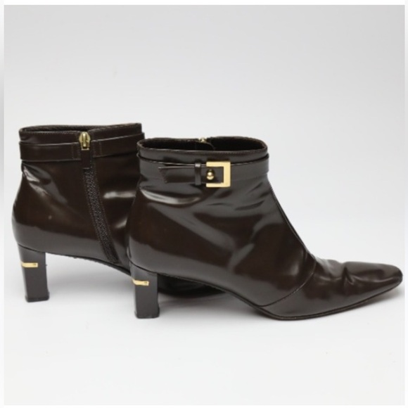 Louis Vuitton Shoes - Authentic Louis Vuitton Dark Brown Patent Leather Ankle Boots